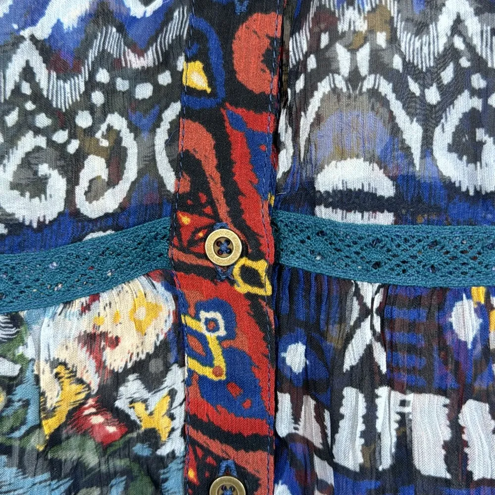 Sundance Dress Trephina Boho Bohemian Mix Print Dress Size Large EUC #VEG-0089 - Image 5