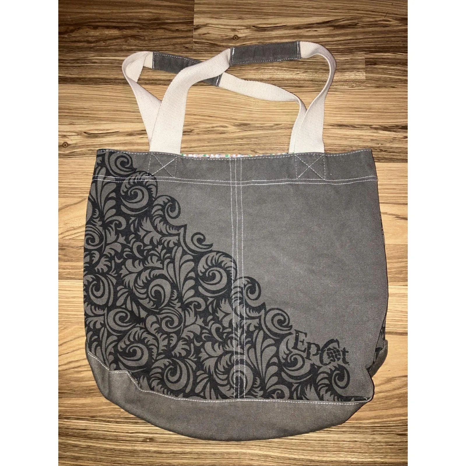 Vintage Disney Parks Epcot Canvas Tote Bag Embroidered Mickey Mouse World Flags - Image 3