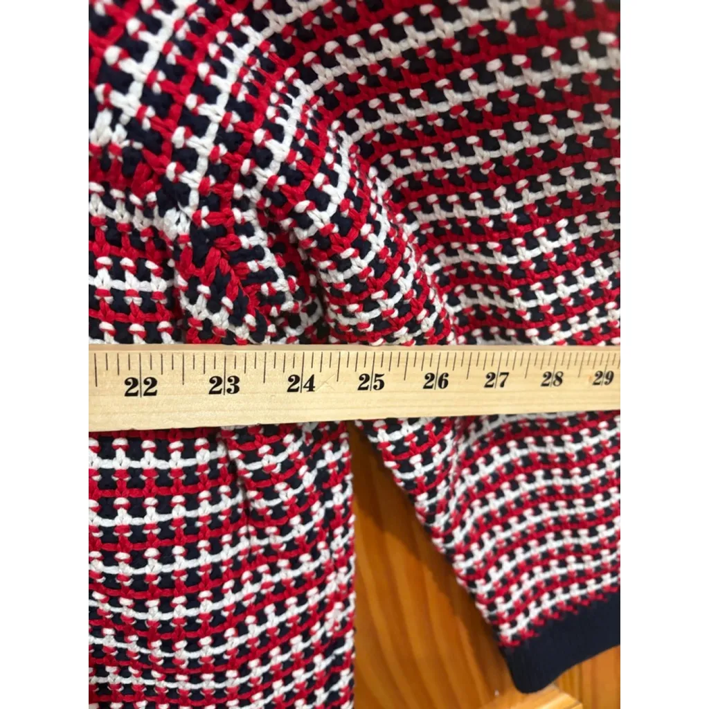 Talbots Woman Petites 3XP Cotton Textured Knit Open Front Cardigan Sweater Red - Image 6