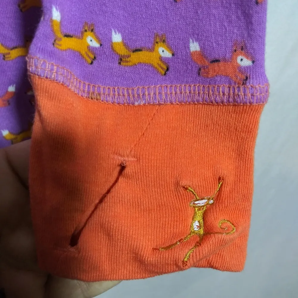 Munki Munki Purple Orange Fox Print  Women's Sleep Shirt Novelty Natural Sz M - Image 6