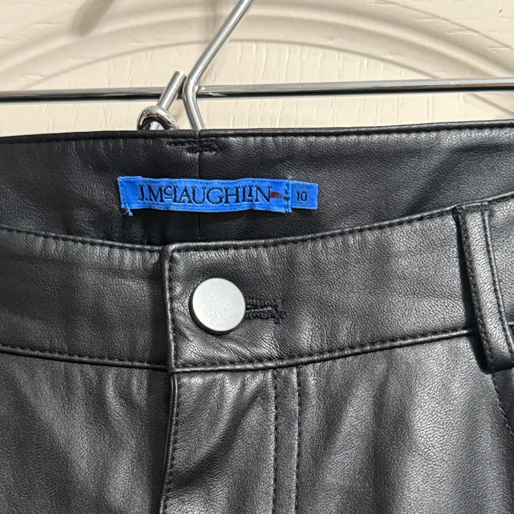 💙 J. McLaughlin Black Vegan Leather Brandy Flare Kick Hem Pants - Image 5
