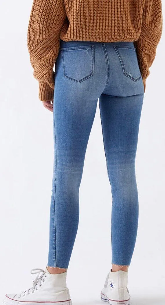 Medium Wash High Waisted Ripped Jeans - Image 2