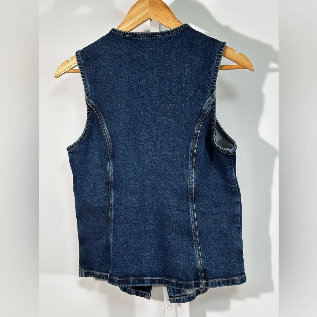 American Eagle Denim Vest Women’s Medium Button Front Utility Jean Vest - Image 6