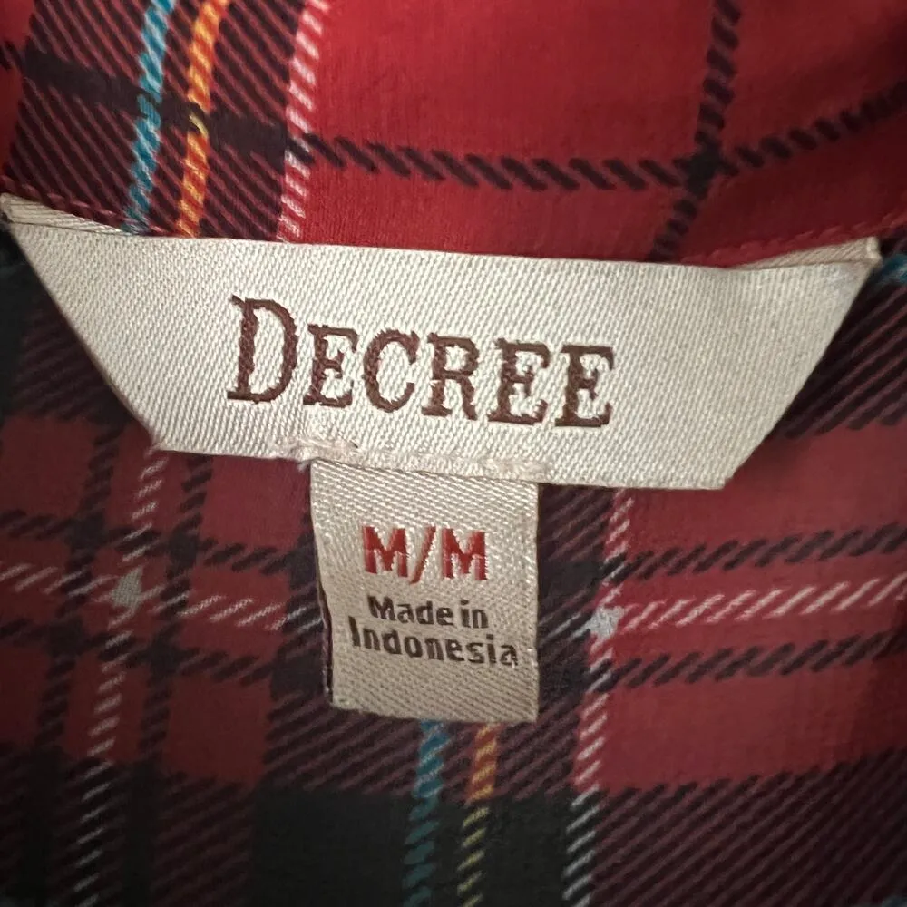 Decree Shirt Womens Medium Y2K Sheer Long Length Plaid Western Festival Rodeo - Image 2