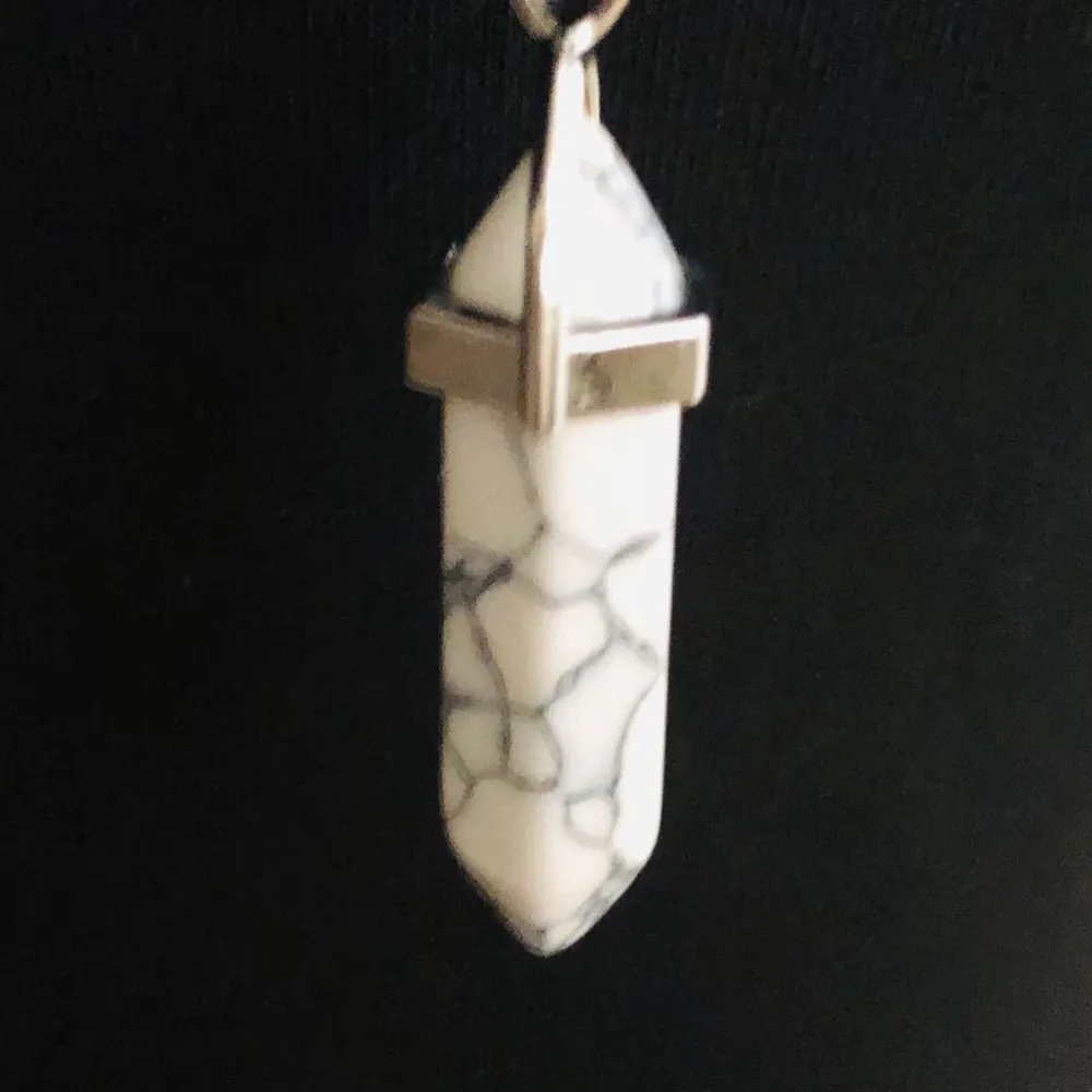 Genuine Howlite Sun Pendant Necklace Silver Metal Jewelry Memory Knowledge Aid - Image 2