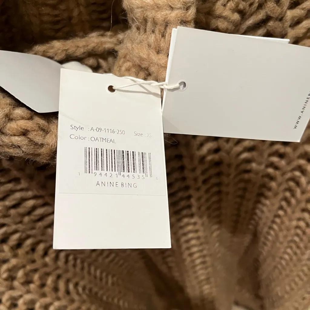NWT ANINE BING Camel Iris Turtleneck sweater Oatmeal Tan XS - Image 5