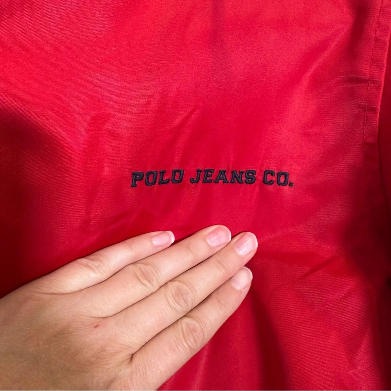 Polo Ralph Lauren Red Nylon Hooded Jacket Coat Womens M Fall Classic Warm - Image 3