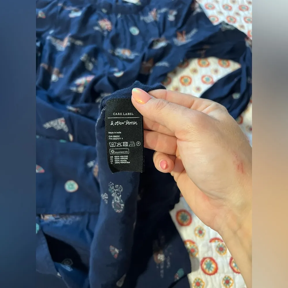 & Other Stories Origami Asian Navy Blue Mini Dress Size 6 /Small - Image 7