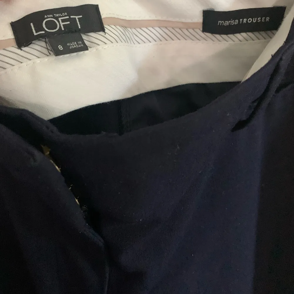 Navy Blue Ann Taylor Loft Marissa Trouser Size 8 Stretch Ankle Length Women’s - Image 3