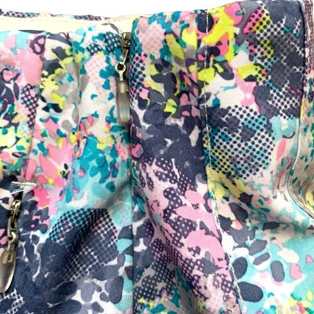 Tee Time Skort Blue Floral Pleated Athletic Printed Golf Tennis Mini Size Small - Image 2