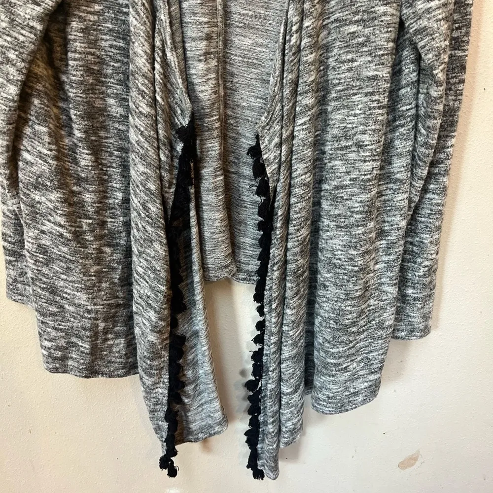 Grey Soft Tassel Drape Cardigan L | Cozy Layering Fall Winter Neutral Gray Size L - Image 7