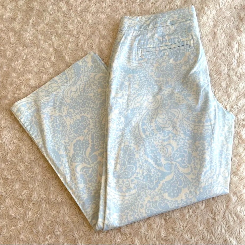 Y2K Express Baby Blue Wide Leg Capri Editor Pant Size 2 Paisley Vintage Vtg - Image 2