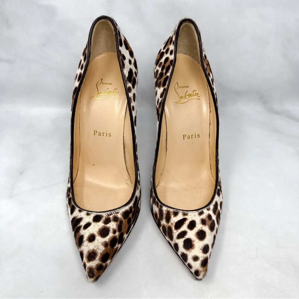 Christian Louboutin Pigalle Follies 100 Leopard Pony Hair Pointed Toe Pump Heels - Image 4