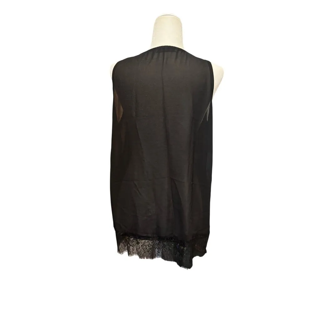 RINASCIMENTO Black Sheer Camisole with Lace Trim - Image 4