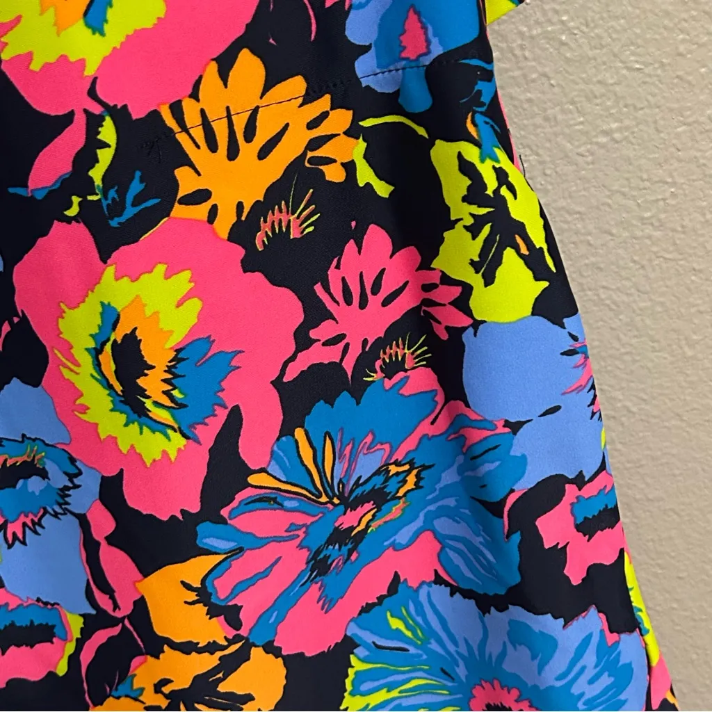 Jude Connally Kerry Colorful Floral Print Shift Dress Pockets Women’s Size XL Blue - Image 6