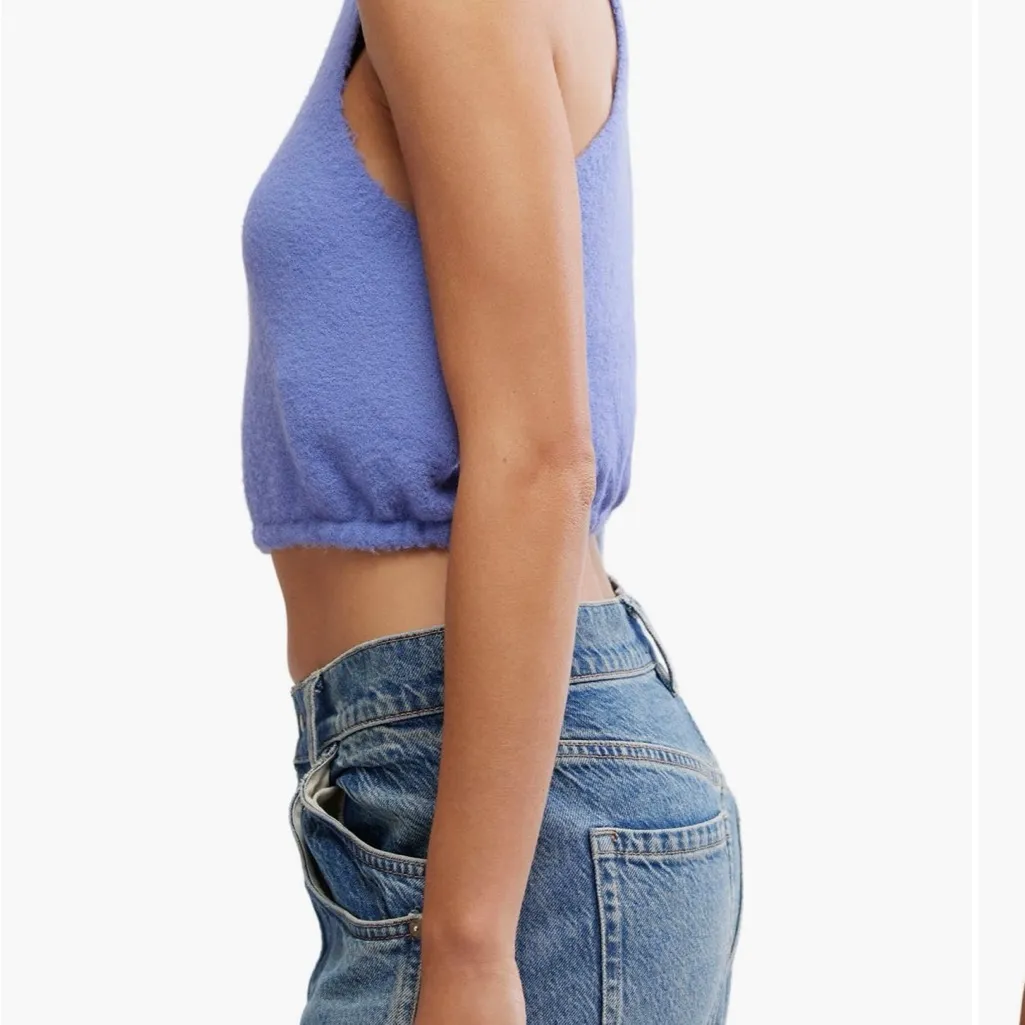 Free People warm fluff crop sweater tank Lavender Sleeveless Turtleneck - Image 4