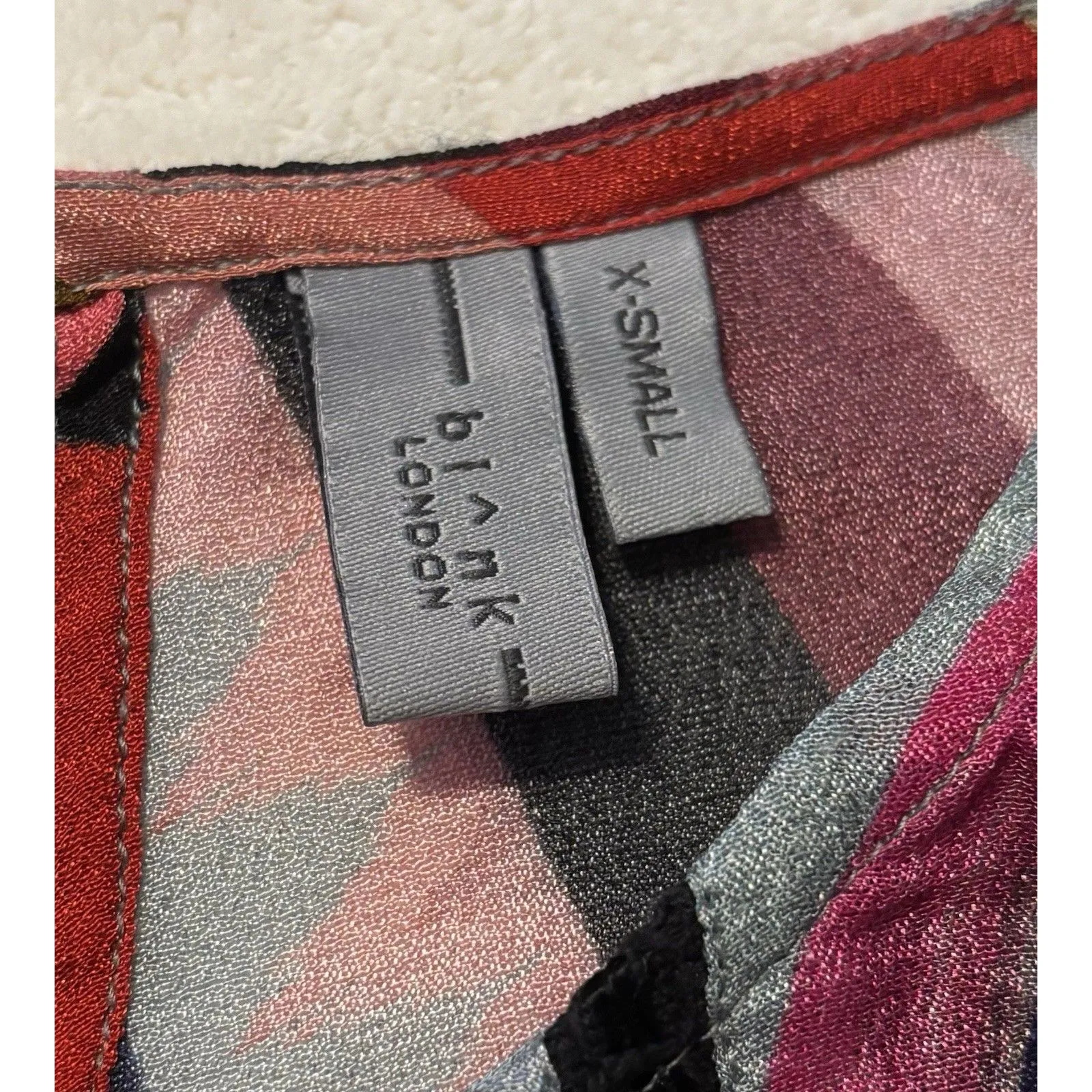 Anthropologie Bl^nk London Miranda Blouse Peasant Boho Colorful Stripe Sz XS Red - Image 5