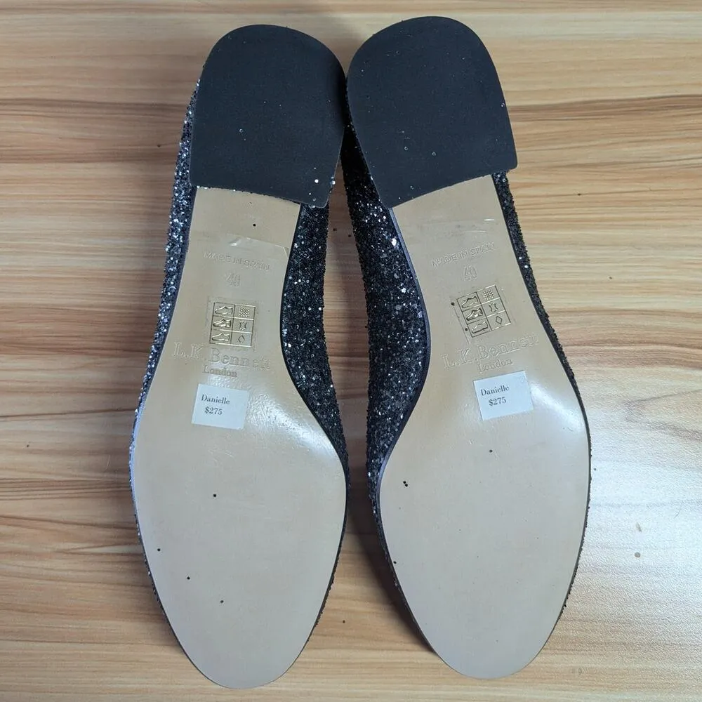 LK Bennett Danielle Black Sparkly Round Toe Block Heels EU Size 40 US Size 10 - Image 13