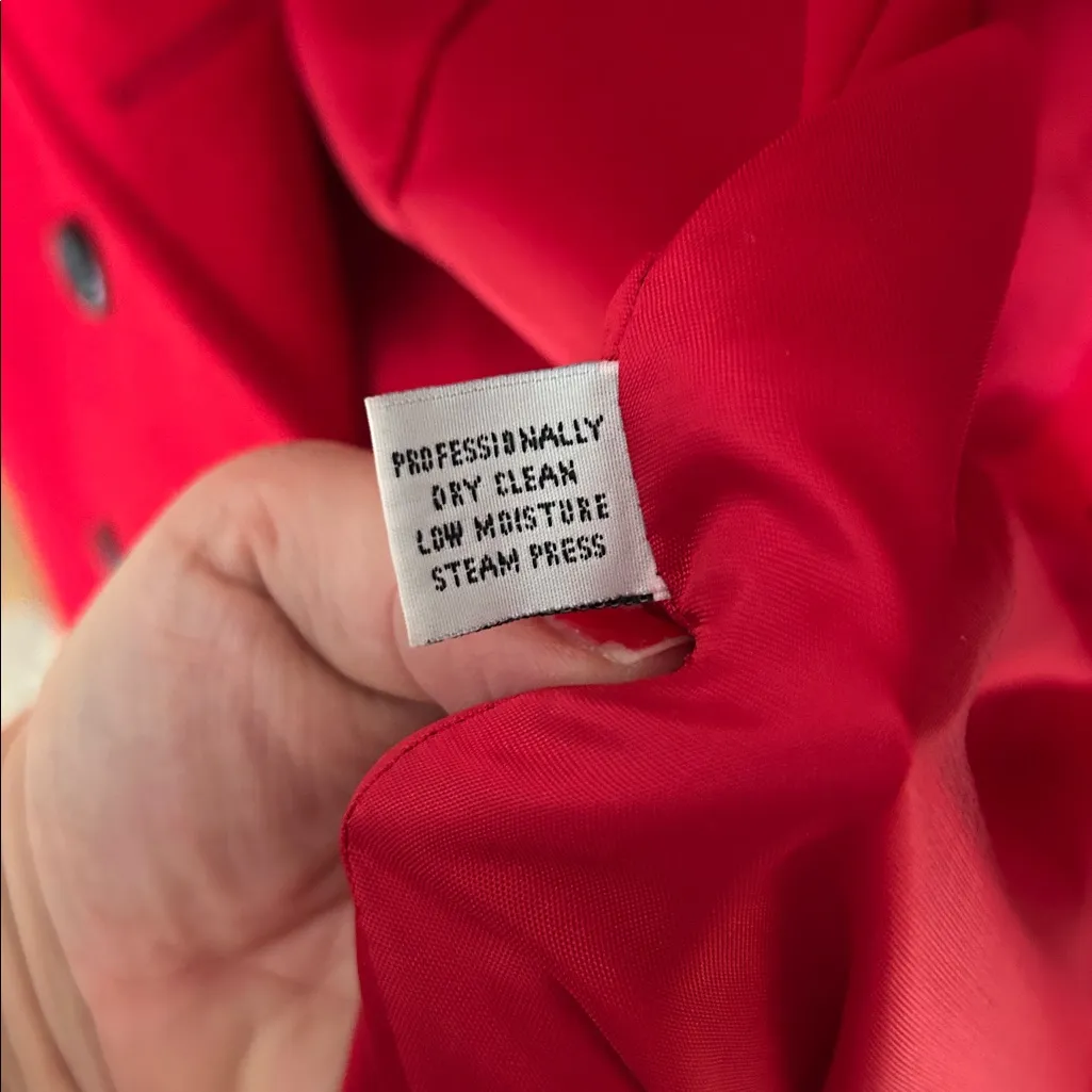 Geoffrey‎ Beene Sport Red 100% Wool Trench Pea Long Coat Overcoat women’s large - Image 5