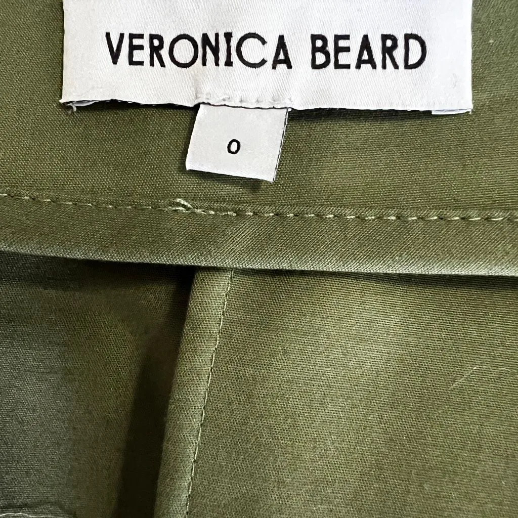 Veronica Beard Dallas Cargo Midi Skirt Stone Army Green Zip Front Size 0 - Image 8