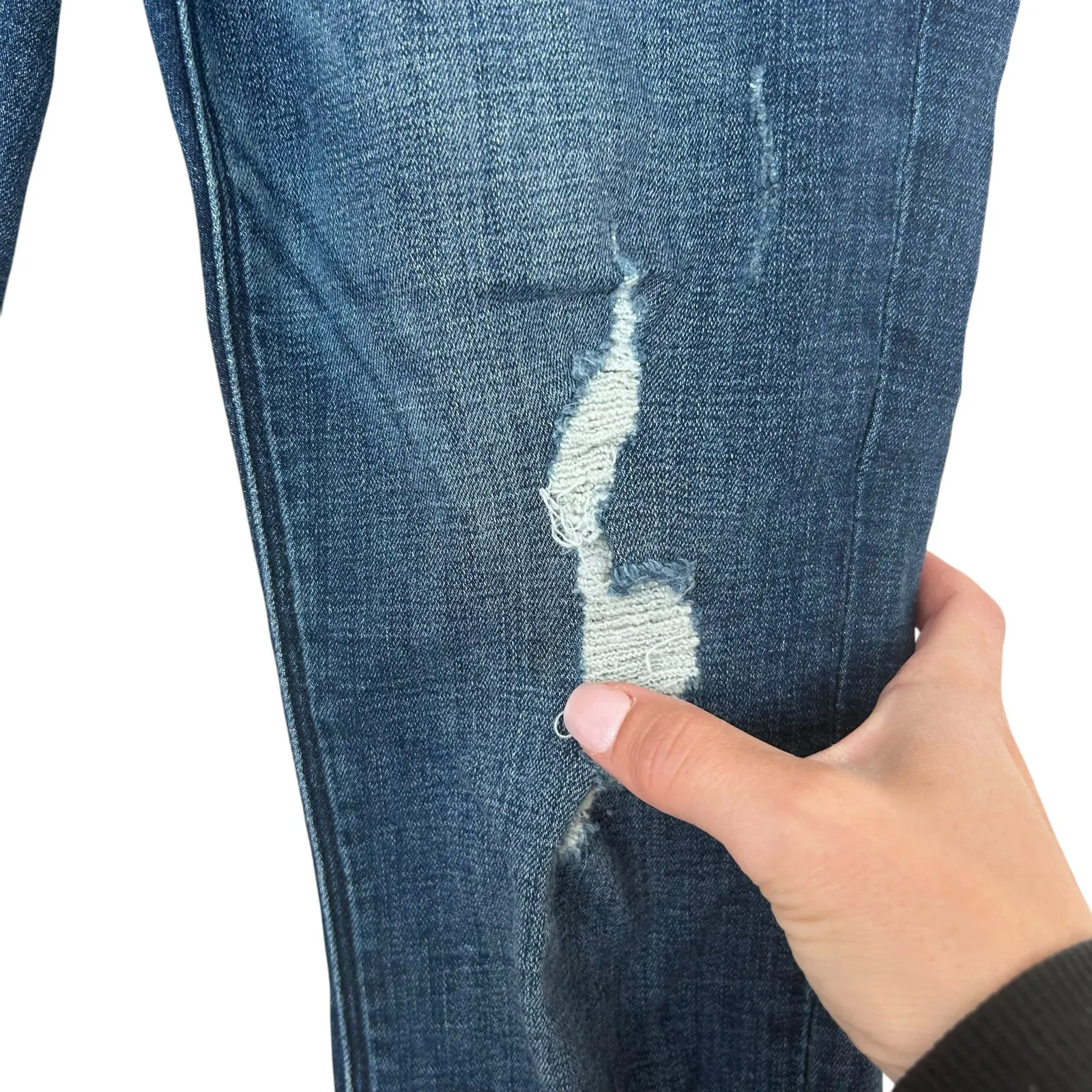 Express Distressed Mid Rise Ankle Legging Jeans Sz 2S - Image 5