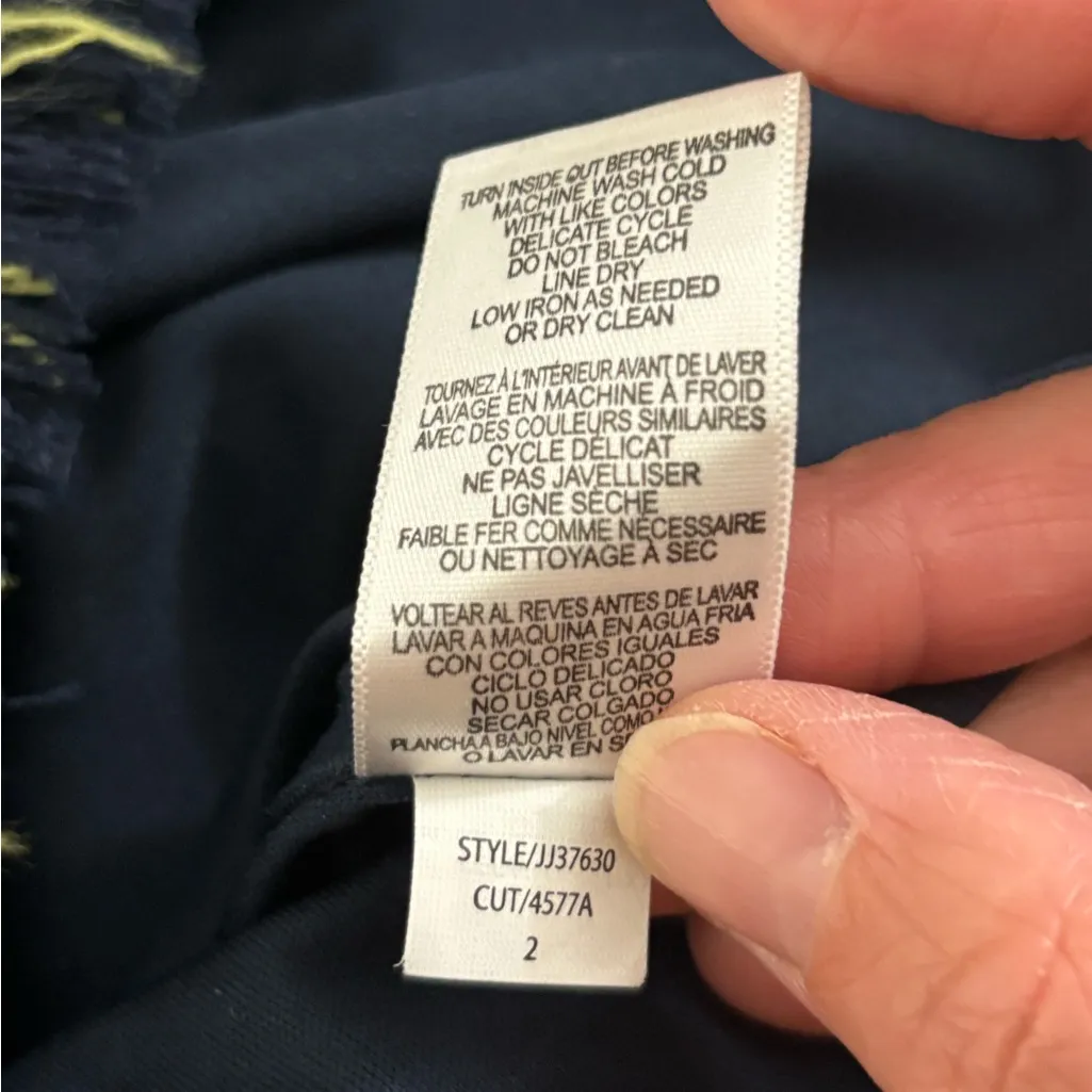 Julia Jordan Tweed Mixed Plaid Sheath Dress Navy Blue Gold Womens Size 2 - Image 11