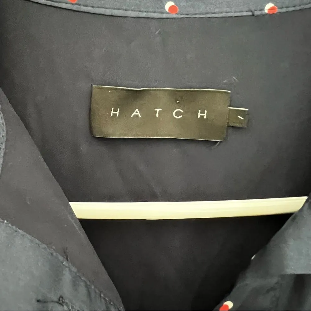 HATCH Satin Long Sleeve Polka Dot Navy Blue Maternity Shirt Dress Sz Small - Image 10