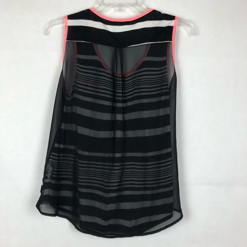 Mine Tank Top Womens Small Dainty Mesh Career Workwear Lightweight Y2K Retro Black - Image 4