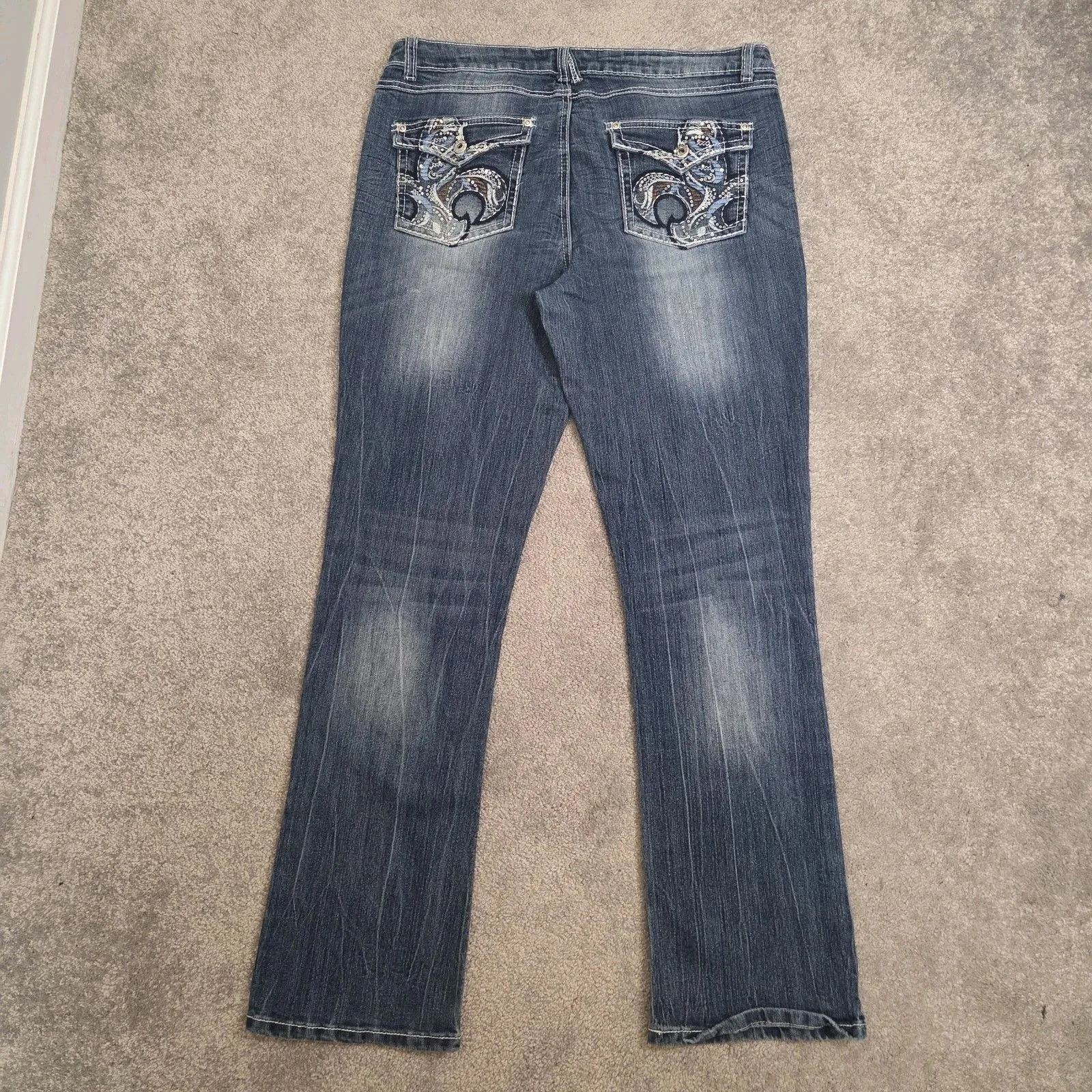 Revolt Jeans Y2K Women 12 Western Embroidered Country Rodeo Bedazzle Jeweled Blue - Image 5