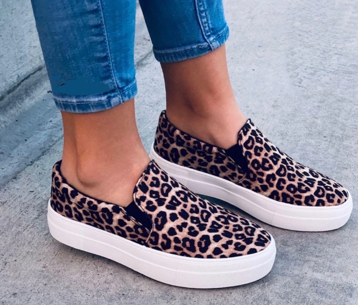Leopard Slip On Sneakers Multi Size 7 - Image 1