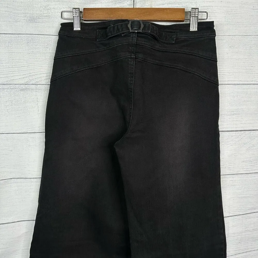 Free People Womens size 27 Wide Leg Dark Black Denim Jeans Adjustable Waist - Image 6