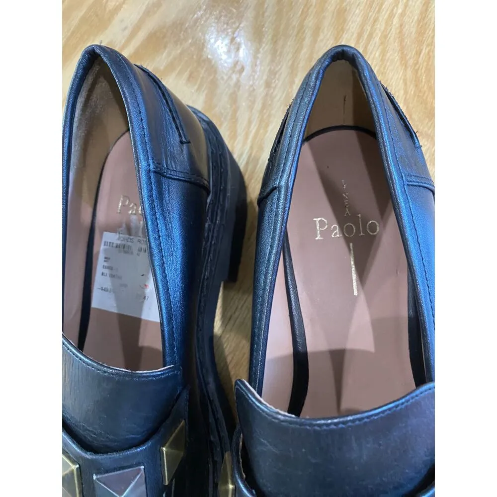 Linea Paolo Essex Women's 8.5 M Black Leather Studded Slip - Image 2