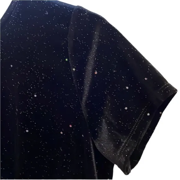 H&M Black Halloween Witch Velvet Star Dot Rainbow Sparkles‎ & Front Tie Crop Top - Image 7