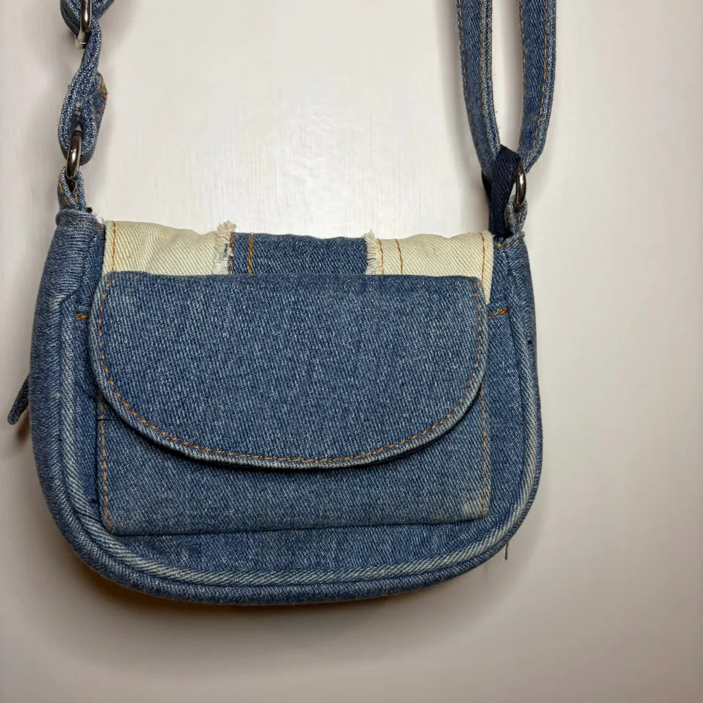 Denim Blues Vintage Patchwork Y2K Crossbody. Blue - Image 5