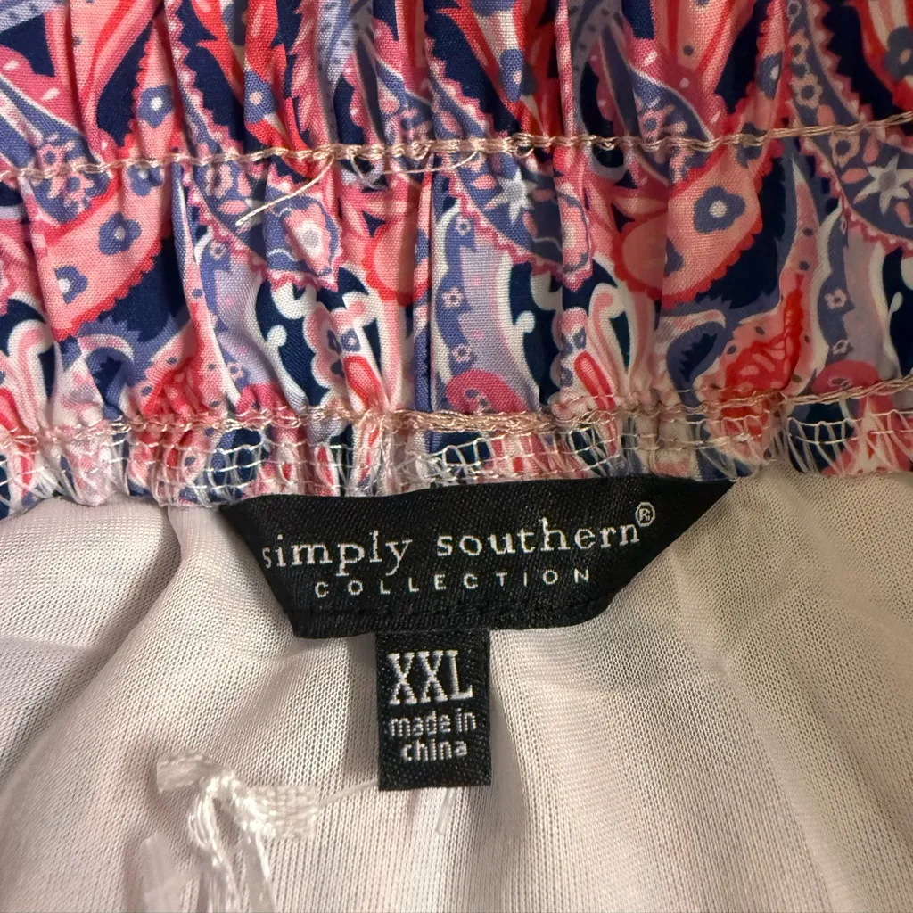 Simply Southern Pink Purple Paisley High Rise Elastic Waist Shorts - size XXL - Image 8