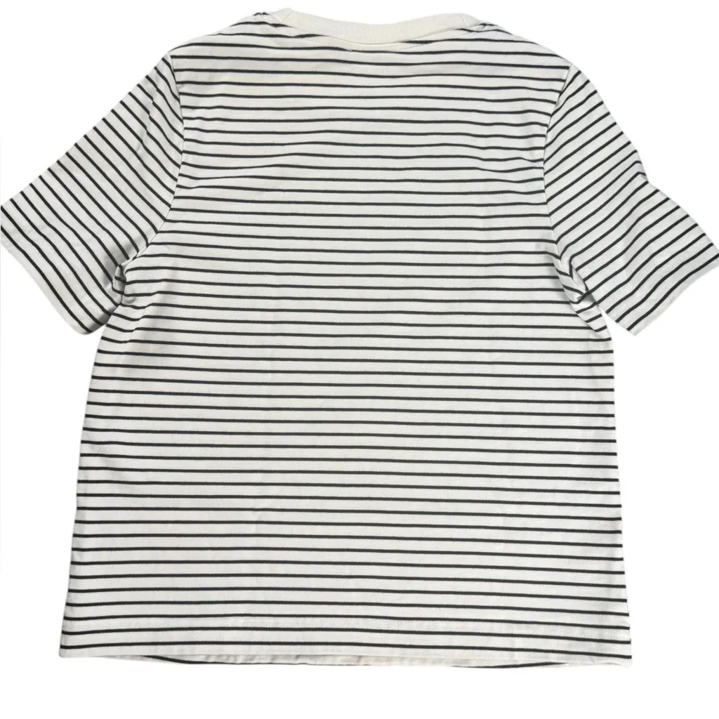 COS Heavyweight Cotton Stripe Crewneck T-Shirt White with Black Stripes Size S - Image 4