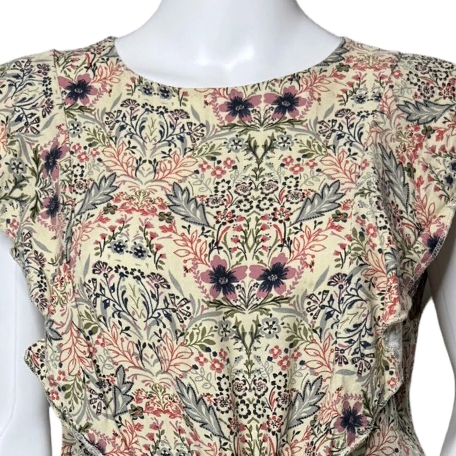 Piano C Dress Womens Small Cream‎ Pink Floral Flower Boho Eclectic Cottagecore - Image 5