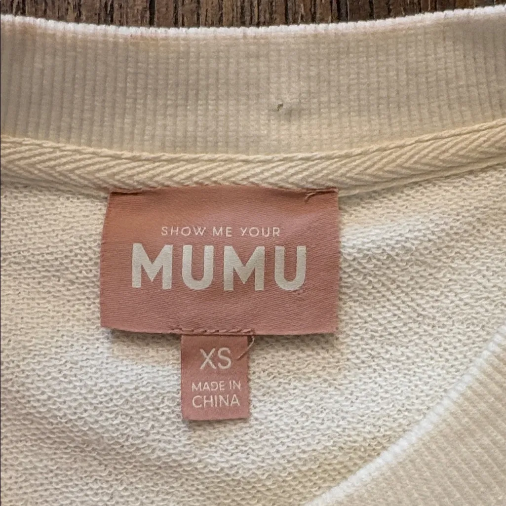 Show Me Your MuMu Cream Steve Sweatshirt Tan MAMA Lettering Size XS EUC - Image 7