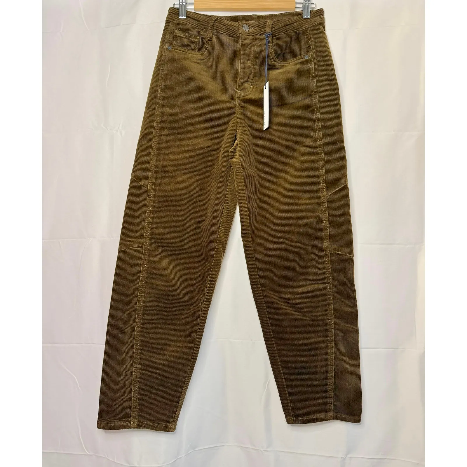NWT Habitual Evie Barrel Leg Women's Corduroy Pants in Brown sz. 26 - Image 2
