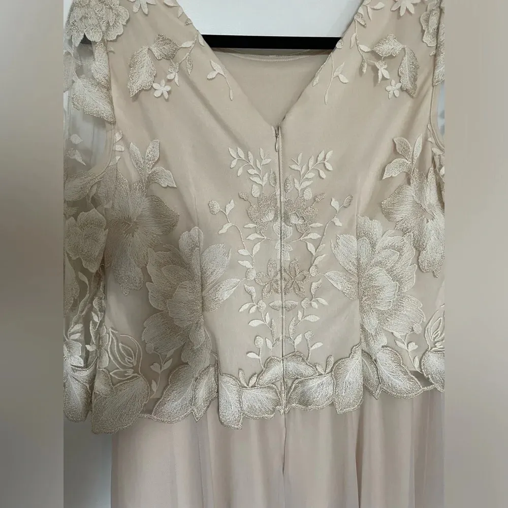 Alex Evenings Round Neck 3/4 Sleeve Floral Embroidered Stretch Mesh Dress Sz 10P - Image 8