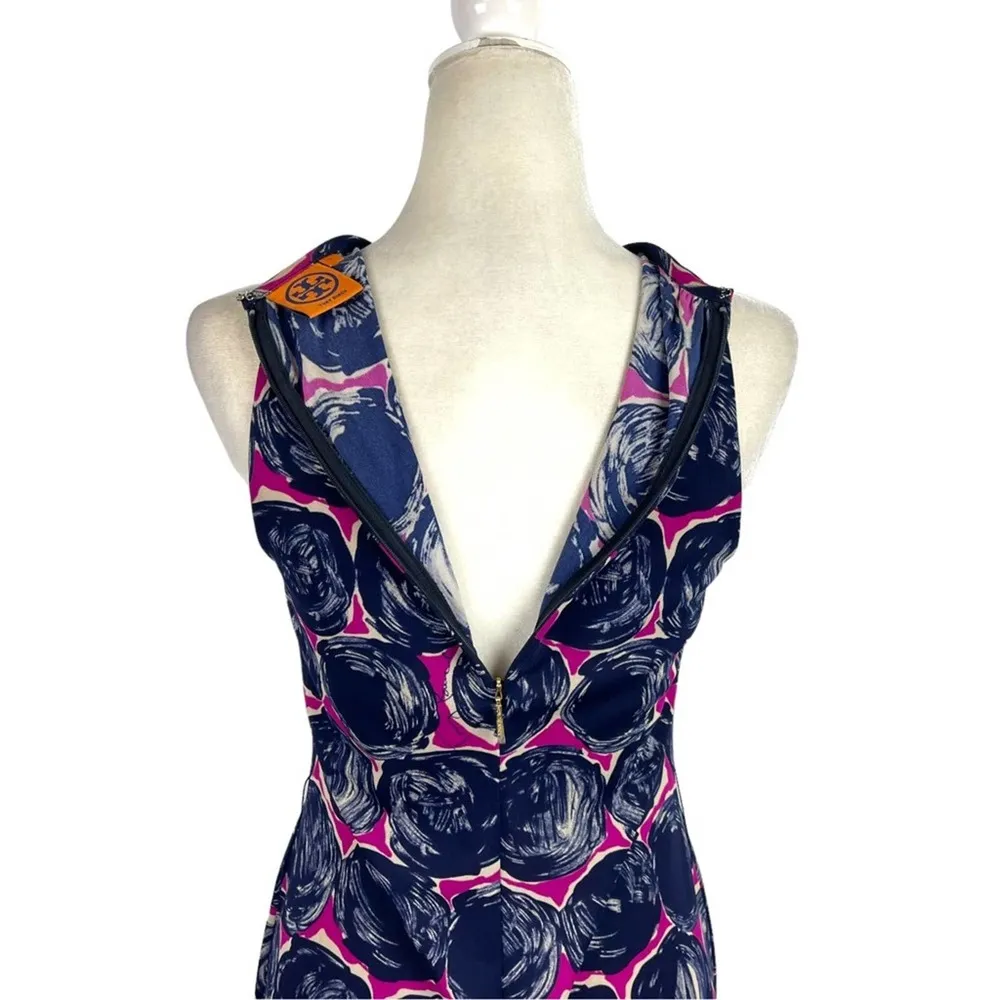 Tory Burch Flinnia Printed Dress Wild Orchid Knee Length Fitted Sleeveless Small - Image 11