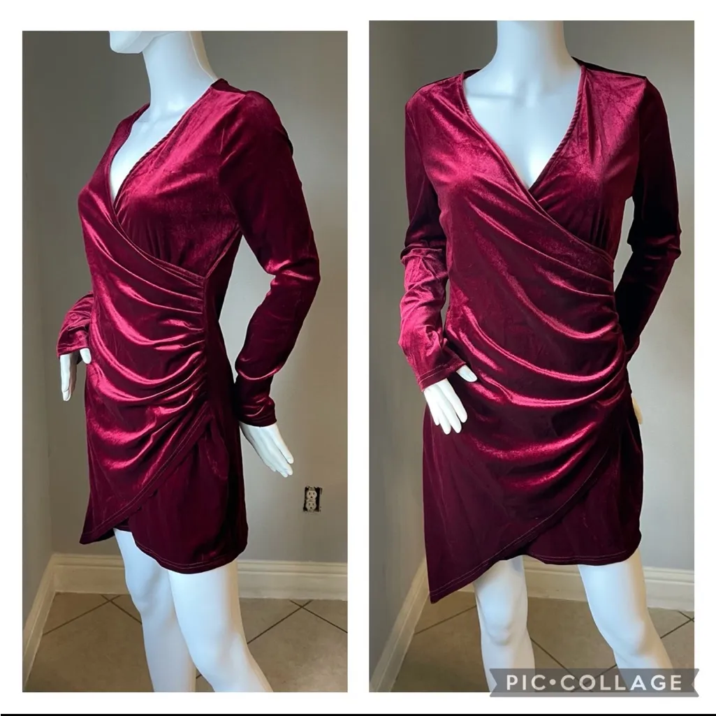 Shein Bae Wrap Front Ruched Detail Velvet Dress
Size Large for size 10 - Image 2