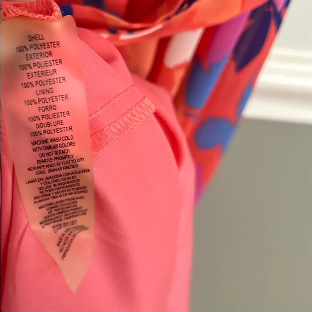 Vince Camuto Pink Coral Floral Printed Chiffon Halter High-Low Dress Size 6P - Image 9