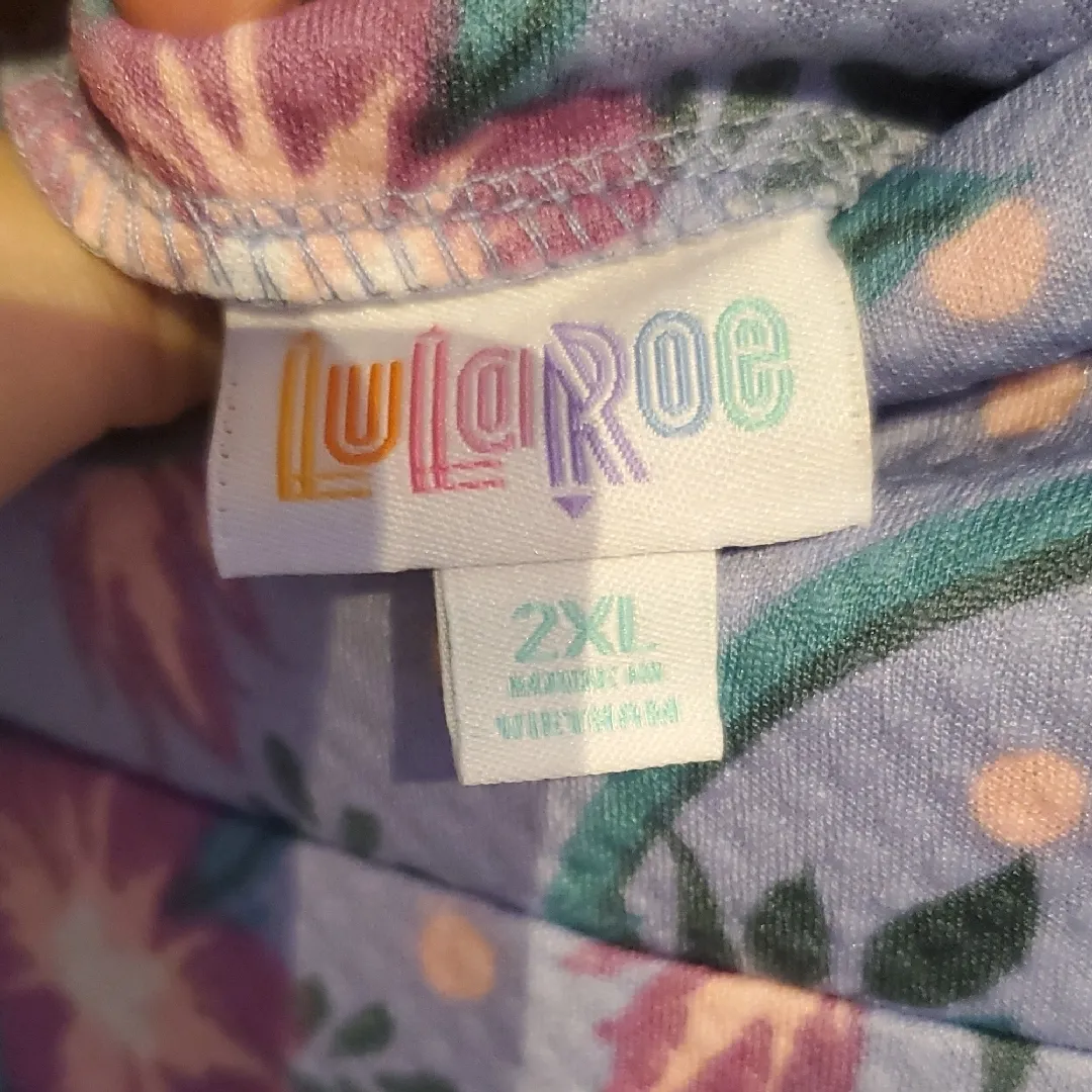 LuLaRoe Cassie Floral Skirt in Purple and Green - Image 2