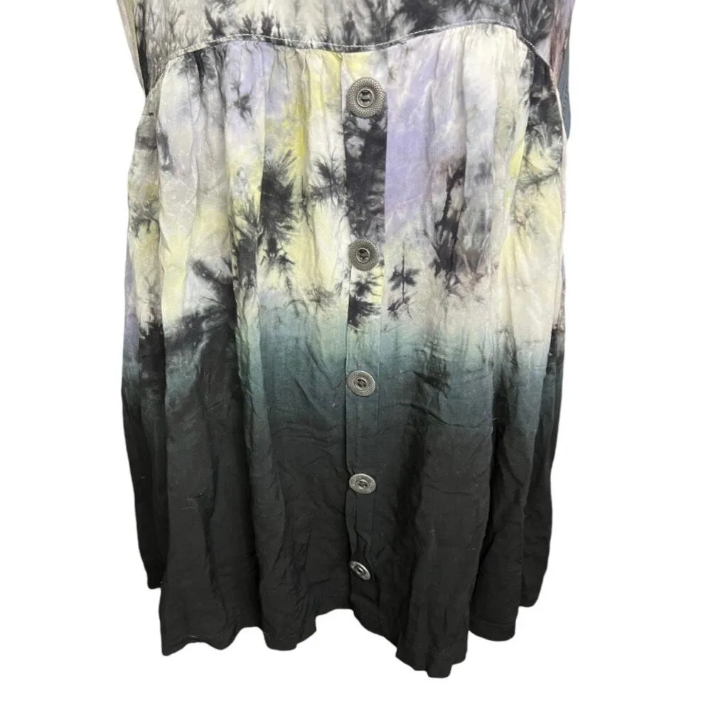 Evil twin Tie dye shirt dress boho chic 90s whimsigoth grunge festival mini Black Size M - Image 3