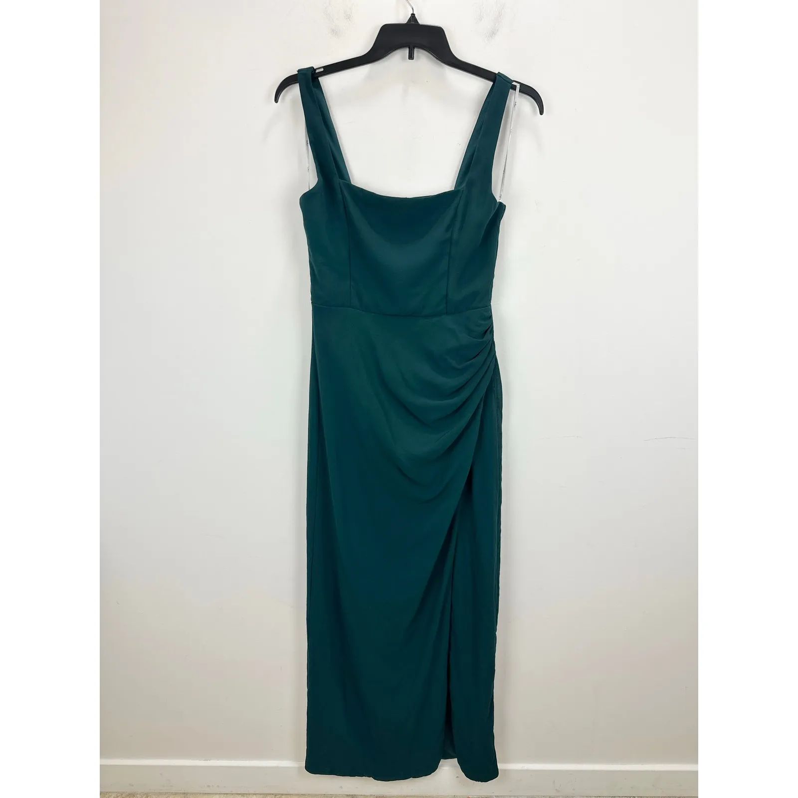 NEW Lulus Glamorous Disposition Emerald Green Ruched Maxi Dress Formal Large - Image 5