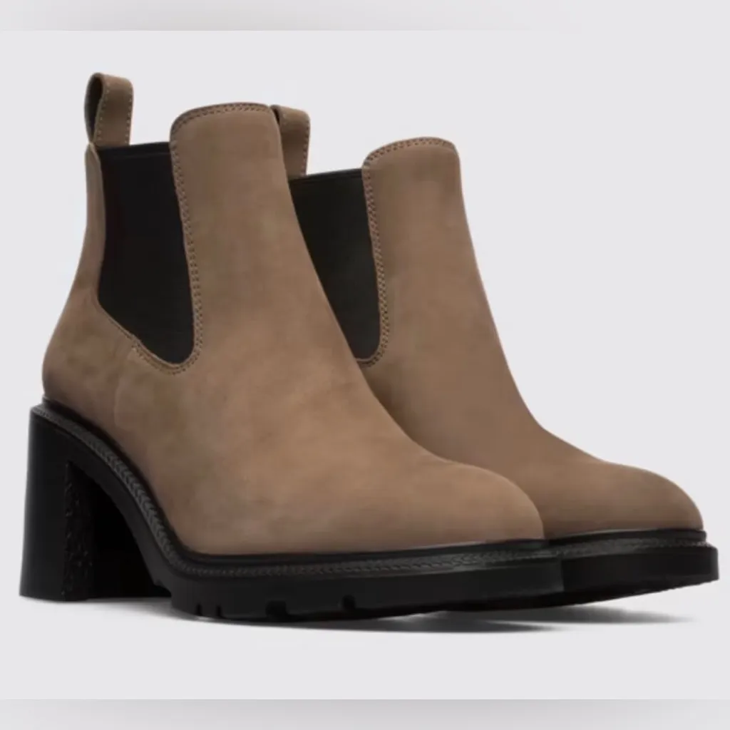 NEW Camper Whitnee Gray Brown Suede Chelsea Boots Stacked Platform US 10 EU 40 Tan - Image 2