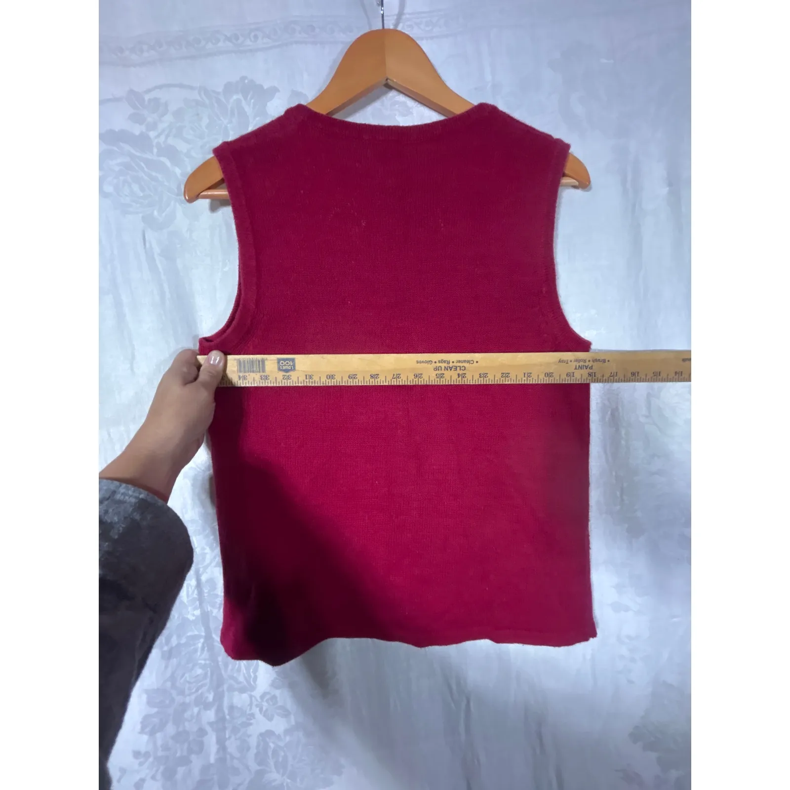 VTG Christmas Sweater Vest Small Medium Red Snowman Snowflakes Holiday Winter - Image 6