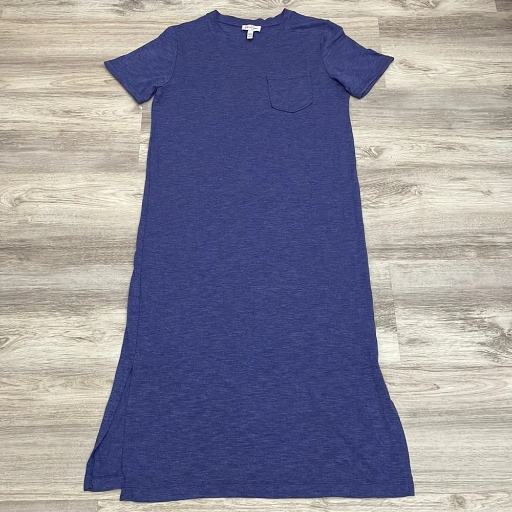 Heather Blue Midi Short Sleeve T-Shirt Dress with Top Pocket S - Image 3