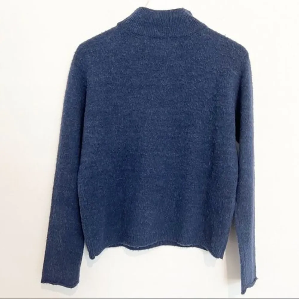 Elizabeth and James Textile Wool Alpaca Blend Mock Neck Sweater Blue Size Small - Image 7